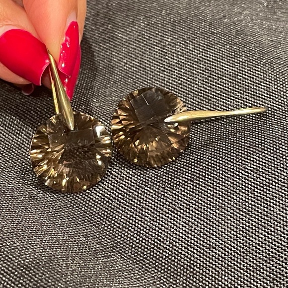 Crystal Gold Dangle Earrings - Picture 6 of 10